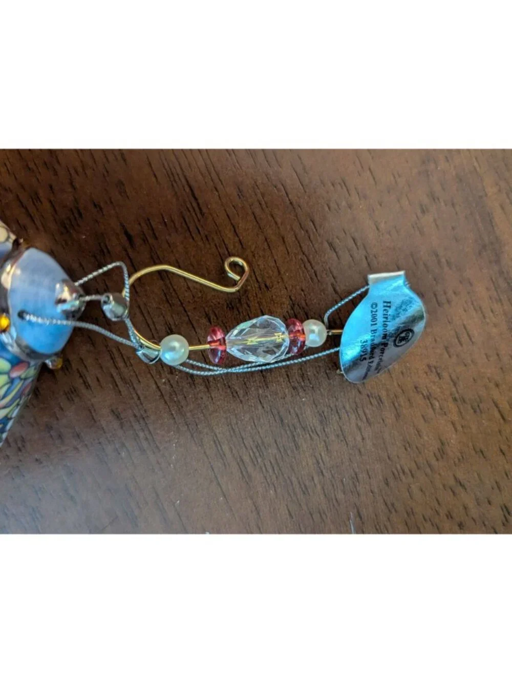 Handcrafted Heronim Porcelain Dragonfly Ornament With Colorful Floral Design & B